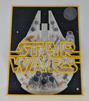 Toynado - Novelty 3D Display - Millennium Falcon & Death Star with Star Wars Logo (6 x 5.3 inches)