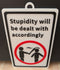 Novelty Sign Decor - Stupidity will be dealt with accordingly - Funny Signage (9 x 5.3-inch)