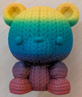 Knitted Effect, Rainbow Colored, Teddy Bear Decorative Posed Figure/Figurine LOW STOCK