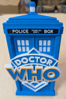 Toynado - Doctor Who: Embossed TARDIS-shaped Display Piece w/60th Anniversary (Blue/White/Gold) Logo LOW STOCK